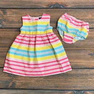 Ralph Lauren Chaps 12mo Girls Spring Striped Dress with Bloomers